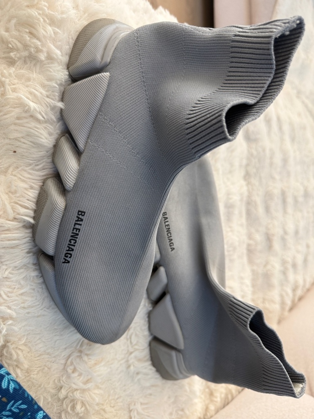 be inspired Gray Knit Sock Sneakers with Sculpted Sole